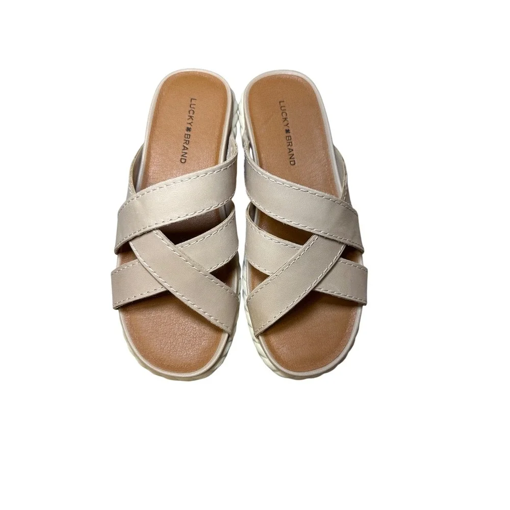 Lucky Brand LK-Loftee Platform Slide Sandals Smoke Grey Women's 6.5M New